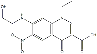 1-Ethyl-1,4-dihydro-4-oxo-6-nitro-7-[(2-hydroxyethyl)amino]quinoline-3-carboxylic acid Struktur