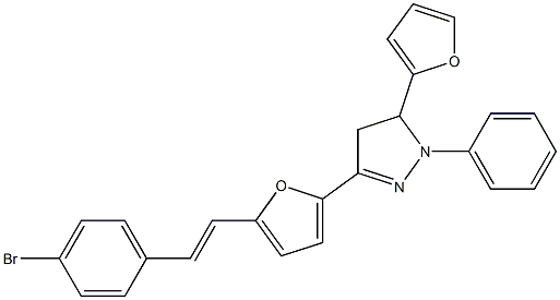 2-[[4,5-Dihydro-1-phenyl-5-(2-furanyl)-1H-pyrazol]-3-yl]-5-[2-[4-bromophenyl]ethenyl]furan Struktur