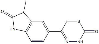 3-Methyl-5-[(3,6-dihydro-2-oxo-2H-1,3,4-thiadiazin)-5-yl]-1H-indol-2(3H)-one Struktur