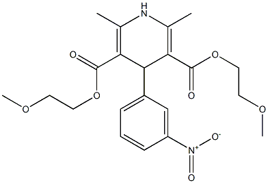 1,4-Dihydro-2,6-dimethyl-4-(3-nitrophenyl)-3,5-pyridinedicarboxylic acid di(2-methoxyethyl) ester Struktur