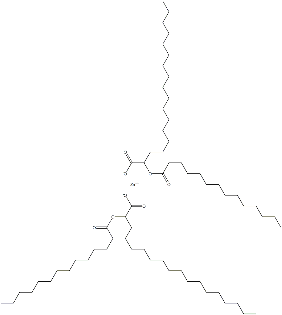 Bis(2-tetradecanoyloxyoctadecanoic acid)zinc salt Struktur