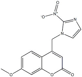 7-Methoxy-4-[(2-nitro-1H-imidazol-1-yl)methyl]-2H-1-benzopyran-2-one Struktur