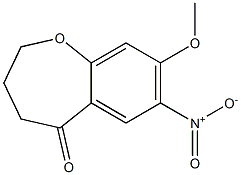 8-Methoxy-7-nitro-3,4-dihydro-1-benzoxepin-5(2H)-one Struktur