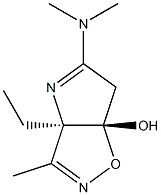 (3aR,6aS)-6,6a-Dihydro-3-methyl-3a-ethyl-5-(dimethylamino)-3aH-1-oxa-2,4-diazapentalen-6a-ol Struktur