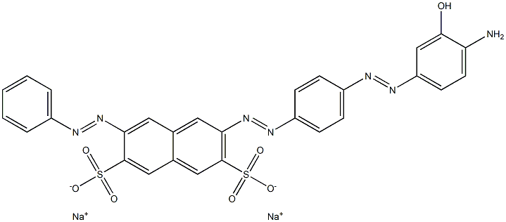 2-[[4-[(4-Amino-3-hydroxyphenyl)azo]phenyl]azo]-7-(phenylazo)-3,6-naphthalenedisulfonic acid disodium salt Struktur