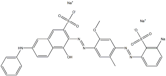 4-Hydroxy-7-phenylamino-3-[[5-methyl-2-methoxy-4-[(3-sodiosulfophenyl)azo]phenyl]azo]naphthalene-2-sulfonic acid sodium salt Struktur