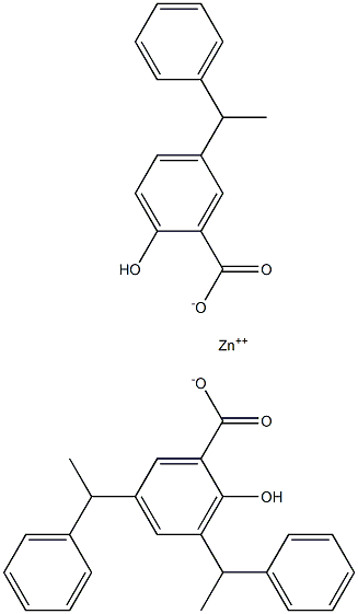 Zinc 3,5-bis(1-phenylethyl)-2-hydroxybenzenecarboxylate 5-(1-phenylethyl)-2-hydroxybenzenecarboxylate Struktur