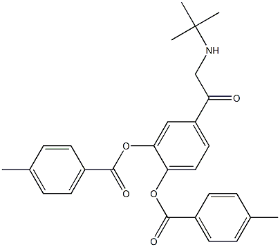 Bis(4-methylbenzoic acid)4-[[(1,1-dimethylethyl)amino]acetyl]-1,2-phenylene ester Struktur