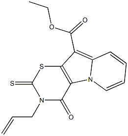 3,4-Dihydro-4-oxo-2-thioxo-3-allyl-2H-1,3-thiazino[6,5-b]indolizine-10-carboxylic acid ethyl ester Struktur