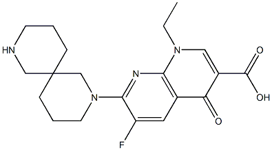 1-Ethyl-6-fluoro-7-(2,8-diazaspiro[5.5]undecan-2-yl)-1,4-dihydro-4-oxo-1,8-naphthyridine-3-carboxylic acid Struktur