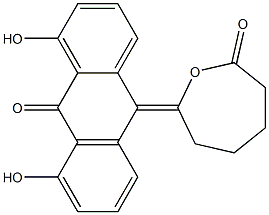 1,8-Dihydroxy-10-[(2-oxohexahydrooxepin)-7-ylidene]anthrone Struktur