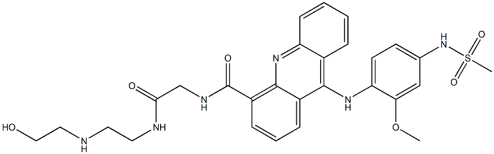 N-[[2-(2-Hydroxyethylamino)ethylamino]carbonylmethyl]-9-(4-methylsulfonylamino-2-methoxyphenylamino)acridine-4-carboxamide Struktur