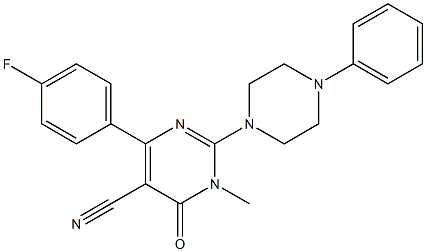 2-(4-Phenylpiperazin-1-yl)-3-methyl-4-oxo-6-(4-fluorophenyl)-3,4-dihydropyrimidine-5-carbonitrile Struktur