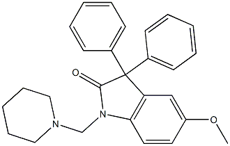 3,3-Diphenyl-5-methoxy-1-piperidinomethyl-2-indolinone Struktur