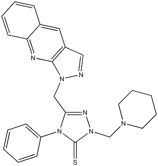 1-[[[2-(Piperidinomethyl)-3-thioxo-4-phenyl-2,3-dihydro-4H-1,2,4-triazol]-5-yl]methyl]-1H-pyrazolo[3,4-b]quinoline Struktur