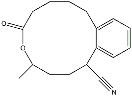 1-Cyano-4-methyl-1,2,3,4,7,8,9,10-octahydro-6H-5-benzoxacyclododecin-6-one Struktur