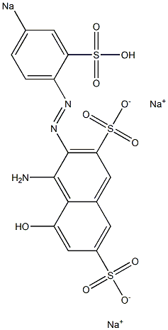 4-Amino-5-hydroxy-3-(p-sodiosulfophenylazo)-2,7-naphthalenedisulfonic acid disodium salt Struktur