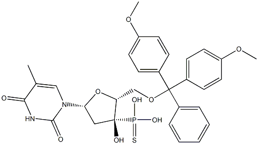 5'-O-(4,4'-Dimethoxytrityl)thymidine 3'-thiophosphonic acid Struktur