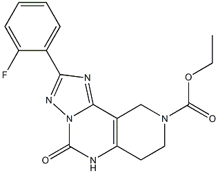 2-(2-Fluorophenyl)-4,5,6,7-tetrahydro-4-oxo 1,3,3a,5,8-pentaaza-3aH-benz[e]indene-8(9H)-carboxylic acid ethyl ester Struktur