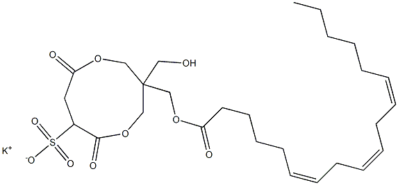 1-[[[(6Z,9Z,12Z)-1-Oxo-6,9,12-octadecatrien-1-yl]oxy]methyl]-1-(hydroxymethyl)-4,7-dioxo-3,8-dioxacyclononane-6-sulfonic acid potassium salt Struktur