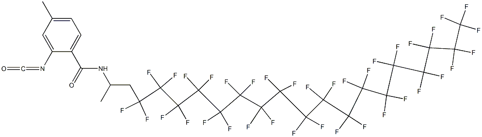 2-Isocyanato-4-methyl-N-[2-(heptatriacontafluorooctadecyl)-1-methylethyl]benzamide Struktur