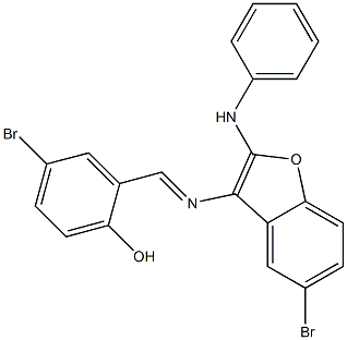 5-Bromo-3-[(2-hydroxy-5-bromobenzylidene)amino]-2-(phenylamino)benzofuran Struktur