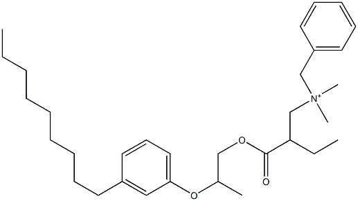 N,N-Dimethyl-N-benzyl-N-[2-[[2-(3-nonylphenyloxy)propyl]oxycarbonyl]butyl]aminium Struktur