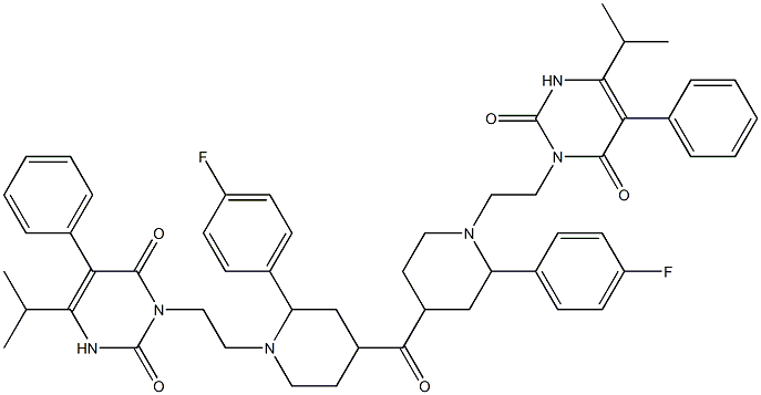 4-Fluorophenyl[1-[2-[(2,6-dioxo-5-phenyl-4-(1-methylethyl)-1,2,3,6-tetrahydropyrimidin)-1-yl]ethyl]piperidin-4-yl] ketone Struktur