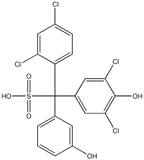 (2,4-Dichlorophenyl)(3,5-dichloro-4-hydroxyphenyl)(3-hydroxyphenyl)methanesulfonic acid Struktur