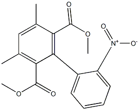 3-Methyl-5-methyl-6-methoxycarbonyl-2'-nitro-1,1'-biphenyl-2-carboxylic acid methyl ester Struktur