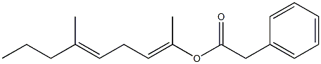 Phenylacetic acid 1,5-dimethyl-1,4-octadienyl ester Struktur