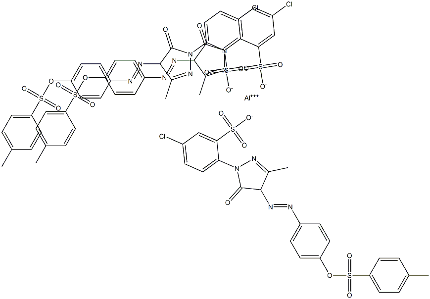 Tris[5-chloro-2-[4,5-dihydro-3-methyl-4-[[4-[(4-methylphenylsulfonyl)oxy]phenyl]azo]-5-oxo-1H-pyrazol-1-yl]benzenesulfonic acid]aluminum salt Struktur