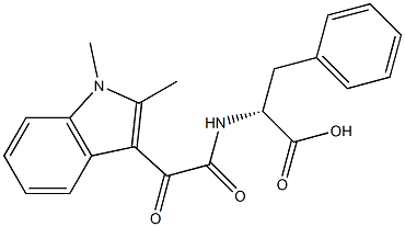 N-[(1-Methyl-2-methyl-1H-indol-3-yl)carbonylcarbonyl]-D-phenylalanine Struktur