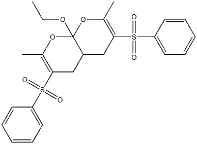 2,7-Dimethyl-3,6-di(phenylsulfonyl)-8a-ethoxy-4a,8a-dihydro-4H,5H-pyrano[2,3-b]pyran Struktur