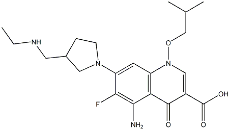 5-Amino-6-fluoro-1-(2-methylpropyloxy)-1,4-dihydro-4-oxo-7-[3-(ethylaminomethyl)-1-pyrrolidinyl]quinoline-3-carboxylic acid Struktur