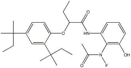 6-(N-Fluoro-N-acetylamino)-5-[2-(2,4-di-tert-amylphenoxy)butyrylamino]phenol Struktur