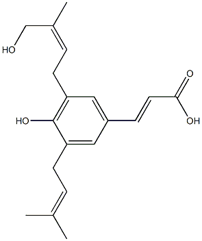 (E)-3-[3-(3-Methyl-2-butenyl)-4-hydroxy-5-[(Z)-4-hydroxy-3-methyl-2-butenyl]phenyl]acrylic acid Struktur