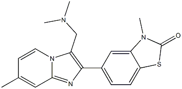 5-[3-Dimethylaminomethyl-7-methylimidazo[1,2-a]pyridin-2-yl]-3-methylbenzothiazol-2(3H)-one Struktur