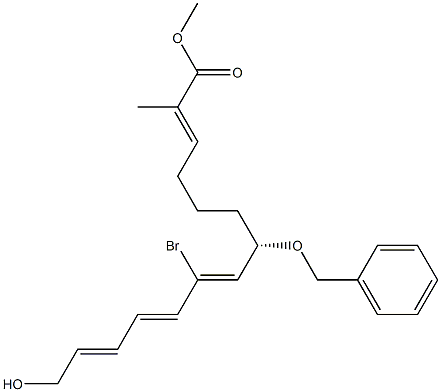 (2E,7S,8Z,10E,12E)-9-Bromo-14-hydroxy-7-(benzyloxy)-2-methyl-2,8,10,12-tetradecatetraenoic acid methyl ester Struktur