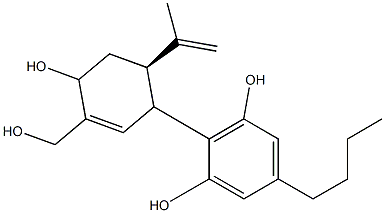 5-(Butyl)-2-[(2R)-2-(1-methylethenyl)-4-hydroxy-5-(hydroxymethyl)-5-cyclohexen-1-yl]benzene-1,3-diol Struktur