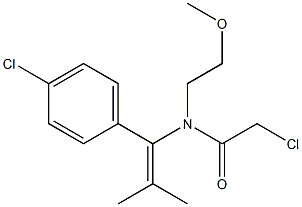 N-[1-(4-Chlorophenyl)-2-methyl-1-propenyl]-N-[2-methoxyethyl]-2-chloroacetamide Struktur