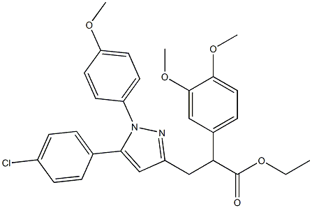 2-(3,4-Dimethoxyphenyl)-3-[[1-(4-methoxyphenyl)-5-(4-chlorophenyl)-1H-pyrazol]-3-yl]propanoic acid ethyl ester Struktur