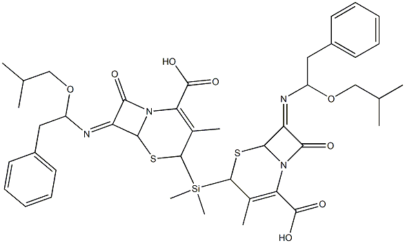 Bis[3-methyl-7-[1-(2-methylpropoxy)-2-phenylethylimino]-8-oxo-5-thia-1-azabicyclo[4.2.0]oct-2-ene-2-carboxylic acid]dimethylsilanediyl ester Struktur