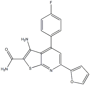 3-Amino-4-(4-fluorophenyl)-6-(2-furanyl)thieno[2,3-b]pyridine-2-carboxamide Struktur