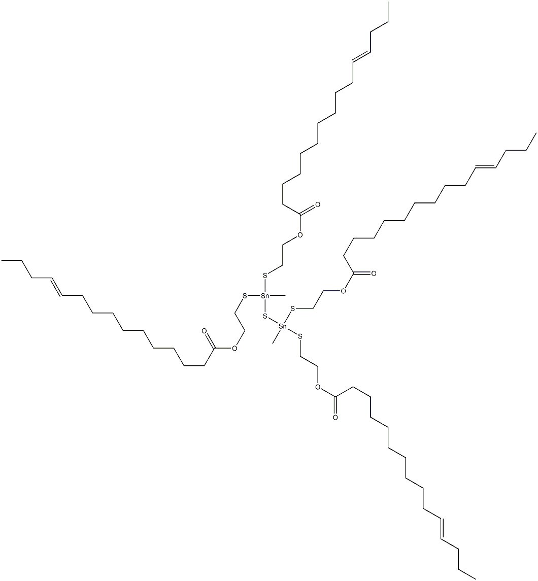 Bis[methylbis[[2-(10-tetradecenylcarbonyloxy)ethyl]thio]stannyl] sulfide Struktur