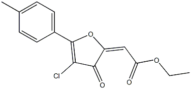 2-Ethoxycarbonylmethylene-4-chloro-5-(4-methylphenyl)furan-3(2H)-one Struktur