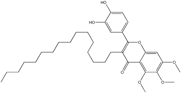 2-(3,4-Dihydroxyphenyl)-5,6,7-trimethoxy-3-hexadecyl-4H-1-benzopyran-4-one Struktur