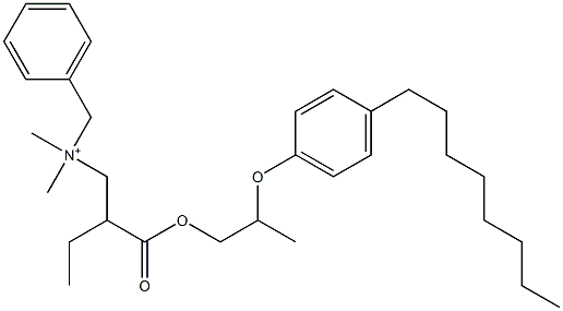 N,N-Dimethyl-N-benzyl-N-[2-[[2-(4-octylphenyloxy)propyl]oxycarbonyl]butyl]aminium Struktur