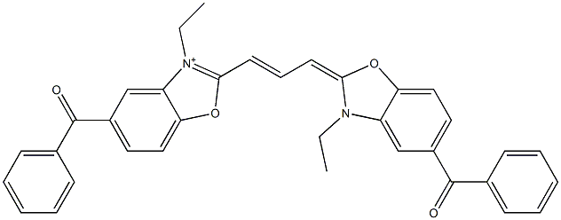 5-Benzoyl-2-[3-[5-benzoyl-3-ethylbenzoxazol-2(3H)-ylidene]-1-propenyl]-3-ethylbenzoxazolium Struktur