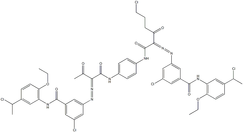 3,3'-[2-(2-Chloroethyl)-1,4-phenylenebis[iminocarbonyl(acetylmethylene)azo]]bis[N-[3-(1-chloroethyl)-6-ethoxyphenyl]-5-chlorobenzamide] Struktur